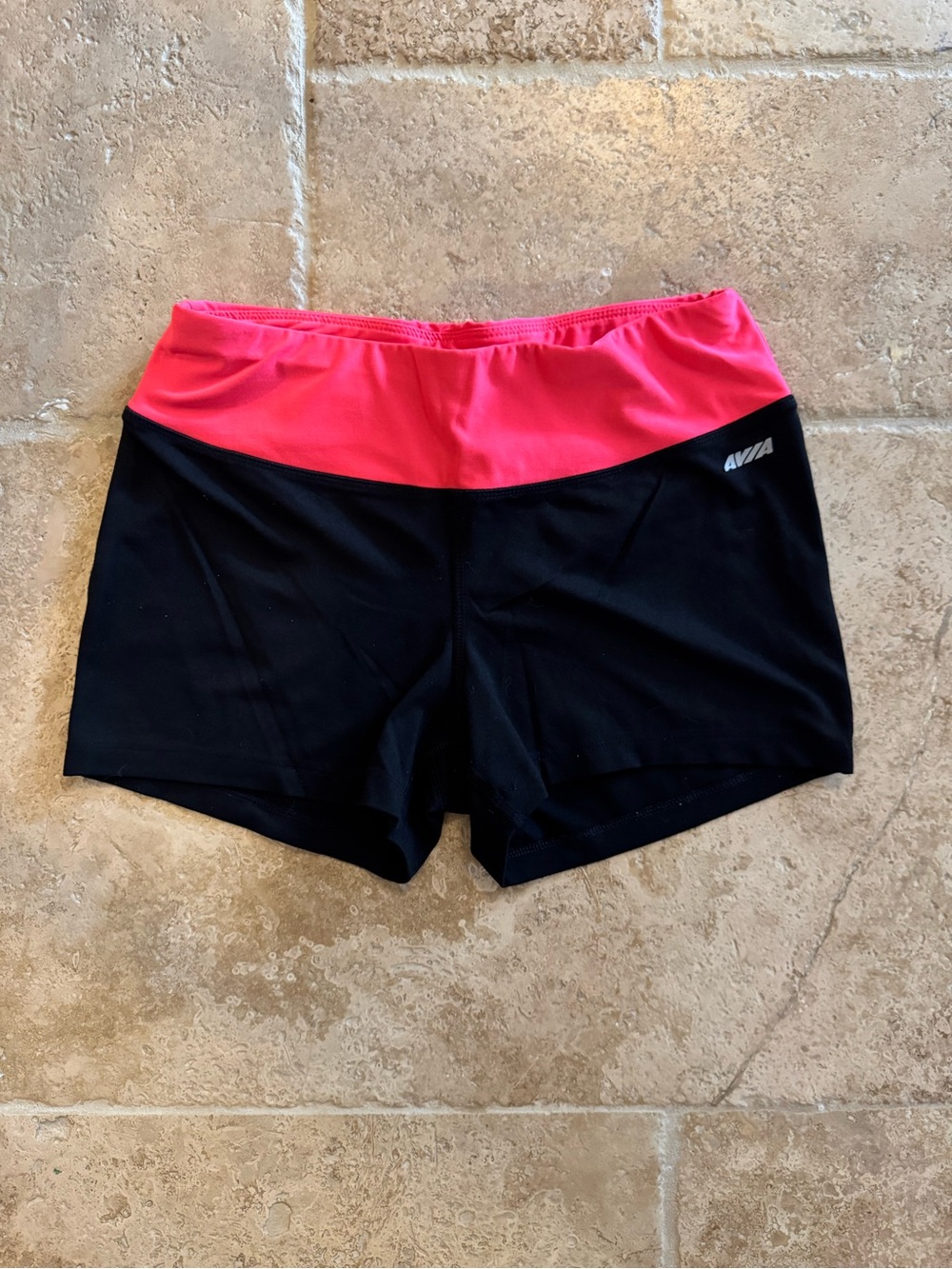 Avia Black Bike Shorts with Hot Pink Waistband